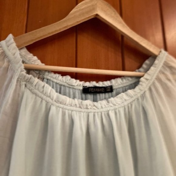 Italian Silk Flowy Pale Blue Top NWOT - Picture 6 of 15